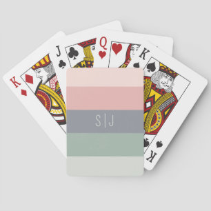 Cute Pastel Colour Block Monogram  Playing Cards