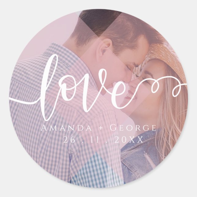 Cute Pastel Colour | Love | Photo Classic Round Sticker (Front)
