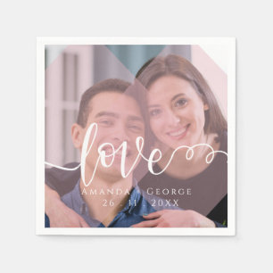 Cute Pastel Colour Love Photo Wedding Party Napkin