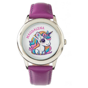 Cute Pastel Colour Unicorn Watch with Name