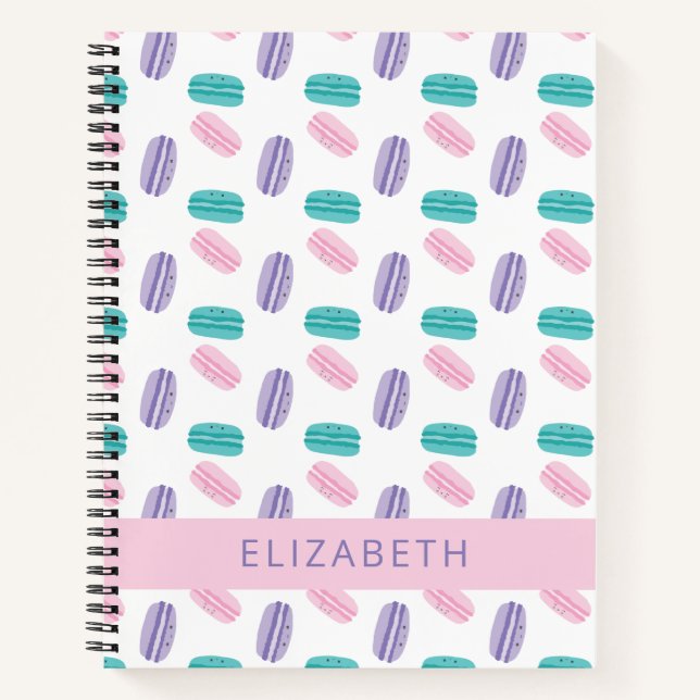 Cute Pastel Colourful Kawaii Macarons Personalised Notebook (Front)