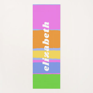 Cute Pastel Colours Vibrant Design Custom Name Yoga Mat