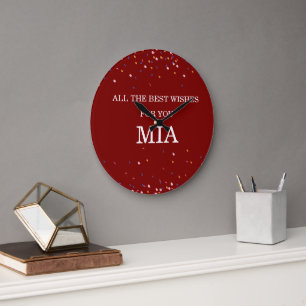 Cute Pastel Confetti Border Happy Birthday Gift Large Clock
