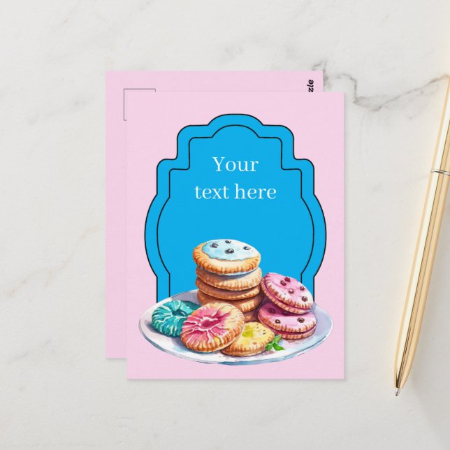 Cute Pastel cookies add text Business  Postcard (Front/Back In Situ)