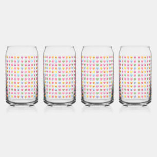 Cute pastel custom tiny candy hearts pattern can glass