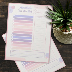 Cute Pastel Daily Planner Personalised Name  Notepad