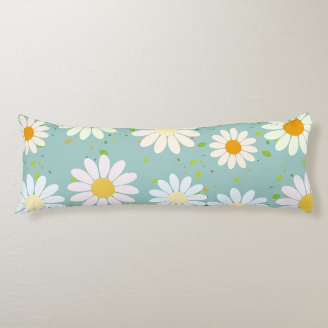 Cute Pastel Daisy Flowers Floral girly  Body Cushion (Front)