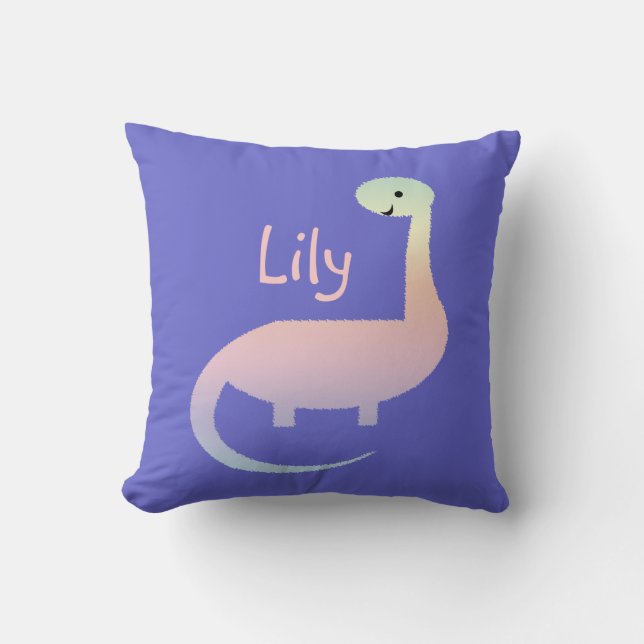 Cute Pastel Dinosaur for Girls Personalised Pillow (Front)