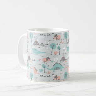 Cute Pastel Dinosaur Pattern Coffee Mug