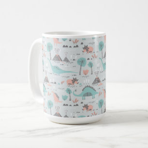 Cute Pastel Dinosaur Pattern Coffee Mug