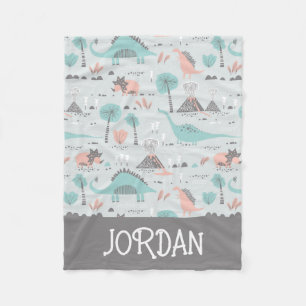Cute Pastel Dinosaur Pattern Fleece Blanket
