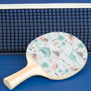 Cute Pastel Dinosaur Pattern Ping Pong Paddle