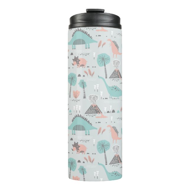 Cute Pastel Dinosaur Pattern Thermal Tumbler (Front)