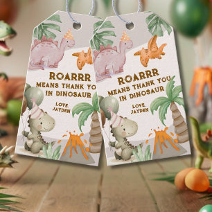 Cute Pastel Dinosaur Thank You  Gift Tags