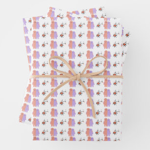 Cute Pastel Doodle Couples Seamless Pattern Wrappi Wrapping Paper Sheet