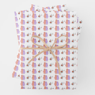 Cute Pastel Doodle Couples Seamless Pattern Wrappi Wrapping Paper Sheet