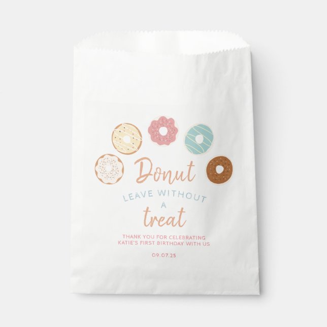 Cute Pastel Doughnut Leave without a Treat Birthda Favour Bags (Front)