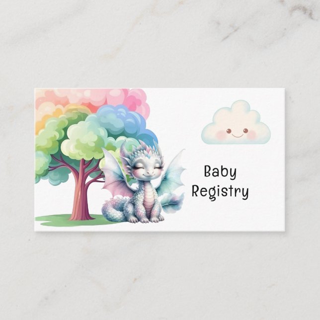 Cute Pastel Dragon Baby Shower Registry Enclosure Card (Front)