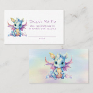Cute Pastel Dragon Girl Diaper Raffle Business Card