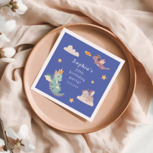 Cute Pastel Dragon Kids Birthday Party  Napkin