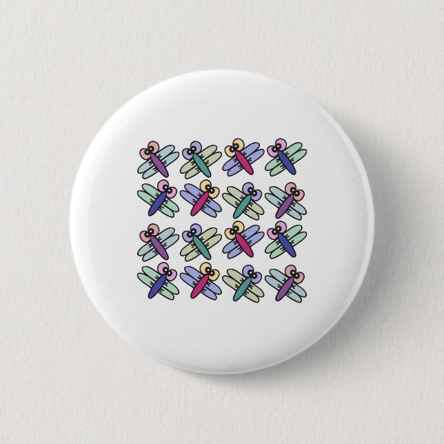 cute pastel dragonflies 6 cm round badge (Front)