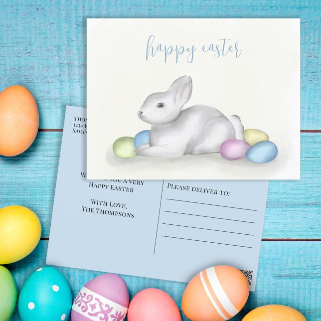 Cute Pastel Easter Bunny Simple Classic Holiday  Postcard (Creator Uploaded)