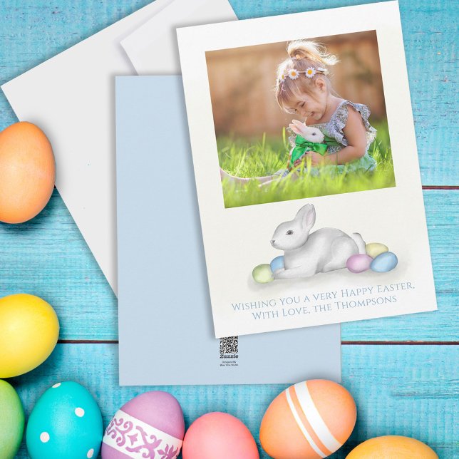 Cute Pastel Easter Bunny Simple Classic Photo Holiday Card (Creator Uploaded)