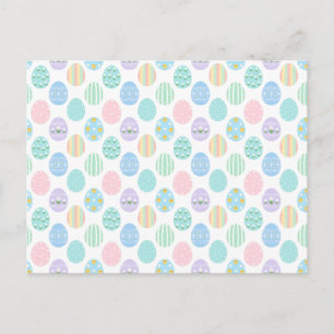 Cute Pastel Easter Eggs Pattern  Invitation Postcard