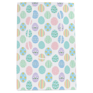 Cute Pastel Easter Eggs Pattern Medium Gift Bag