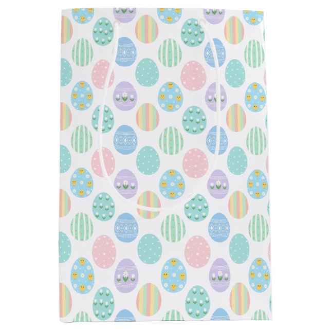 Cute Pastel Easter Eggs Pattern  Medium Gift Bag (Front)