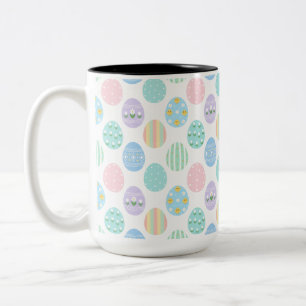 Cute Pastel Easter Eggs Pattern  Two-Tone Coffee Mug