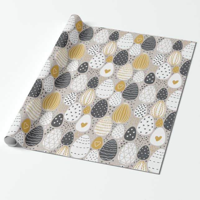 Cute Pastel Easter Eggs  Wrapping Paper (Unrolled)