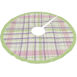 Cute Pastel Elegant Retro Tartan Plaid Pattern Brushed Polyester Tree Skirt