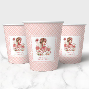 Cute Pastel Fairy Floral 8th Birthday Party Paper  Cups