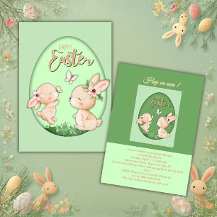 cute pastel faux cutout bunny brunch invitation