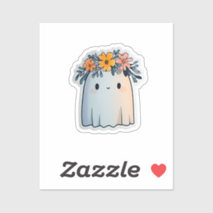 Cute Pastel Floral Crown Ghost Sticker – Whimsica
