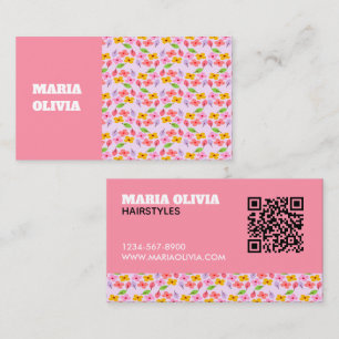 Cute Pastel Floral Pattern Soft Pink Girly Business Card