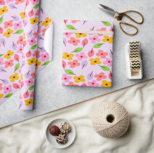 Cute Pastel Floral Pattern Soft Pink Girly Wrapping Paper