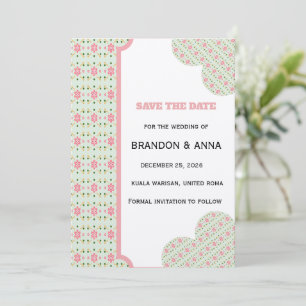 Cute Pastel Floral Seamless Pattern sweet pink Save The Date