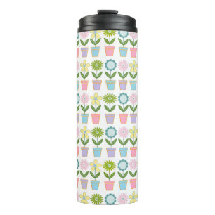 Cute Pastel Flower Pots Pattern Thermal Tumbler