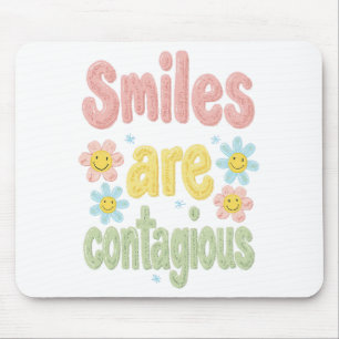 Cute Pastel Flower Smiles Are Contagious Mouse Mat
