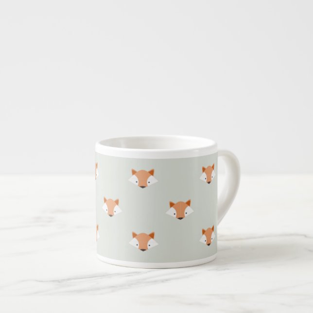 Cute Pastel Fox Faces Pattern Espresso Cup (Front Right)