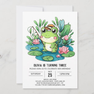 Cute Pastel Frog Digital Birthday Invitation