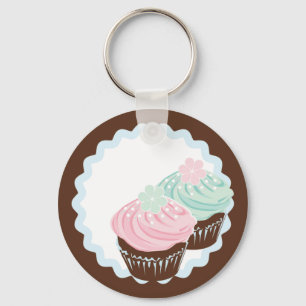 Cute Pastel Frosted Cupcakes Key Ring
