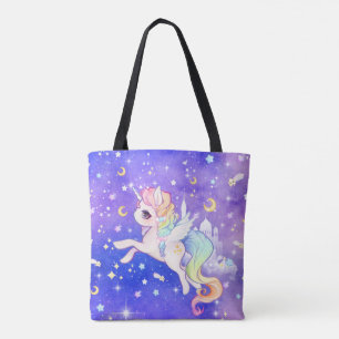Cute pastel galaxy unicorn tote bag