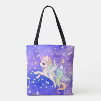 Cute pastel galaxy unicorn tote bag
