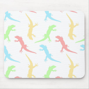 Cute Pastel Gecko Lizard Seamless Pattern Mouse Mat