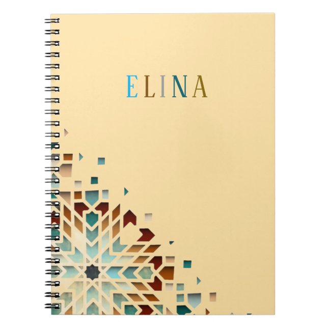 Cute Pastel Geometric Shapes Personalized Name Notebook (Front)
