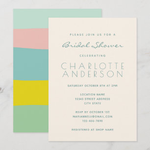 Cute Pastel Geometric Spring Mint Bridal Shower  Invitation