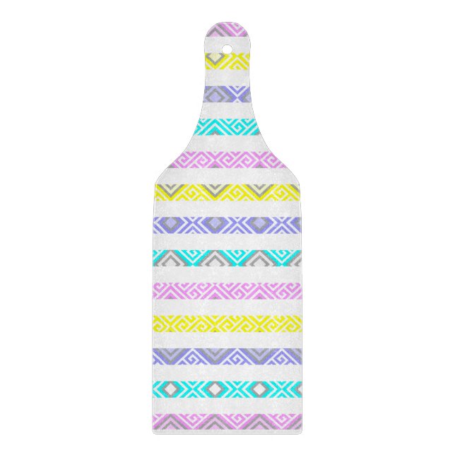 Cute pastel geometric stripes cutting board (Front)